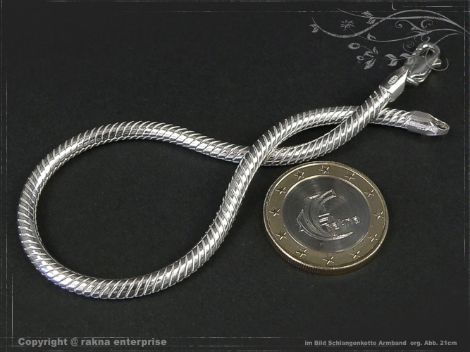 Snake chain Bracelet D3.5L17 solid 925 Sterling Silver