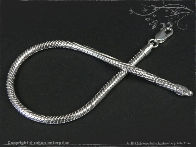 Snake chain Bracelet D3.5L19 solid 925 Sterling Silver