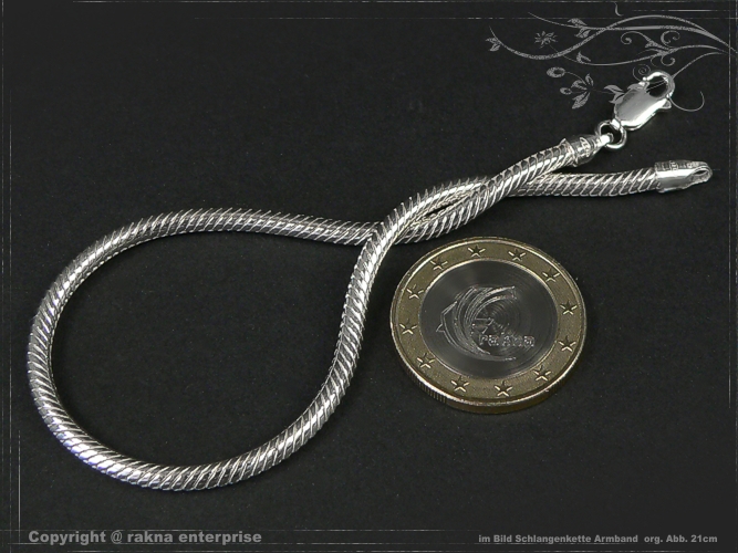 Snake chain Bracelet D3.0L17 solid 925 Sterling Silver