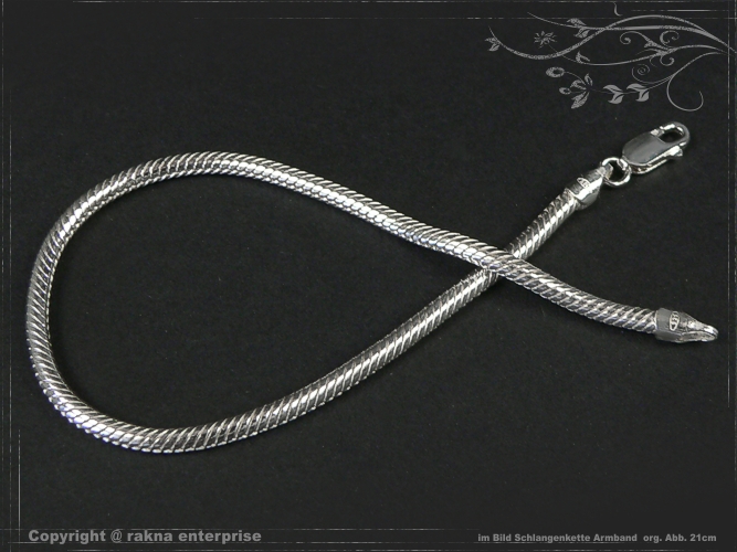 Schlangenkette Armband D3.0L21 massiv 925 Sterling Silber