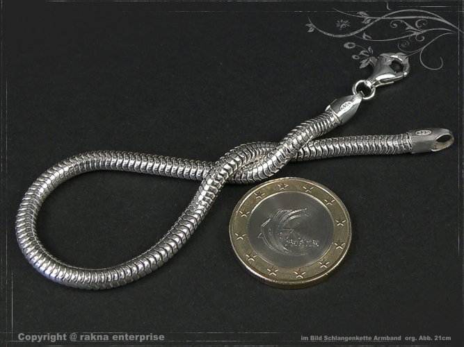 Schlangenkette Armband D4.0L22 massiv 925 Sterling Silber