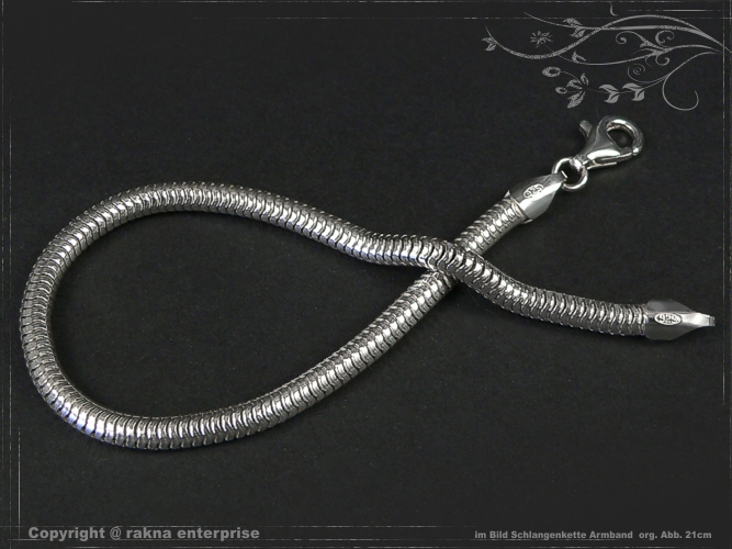 Schlangenkette Armband D4.0L19 massiv 925 Sterling Silber