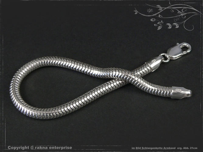 Snake chain Bracelet D5.0L19 solid 925 Sterling Silver