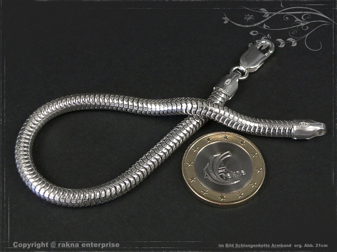 Snake chain Bracelet D6.0L18 solid 925 Sterling Silver