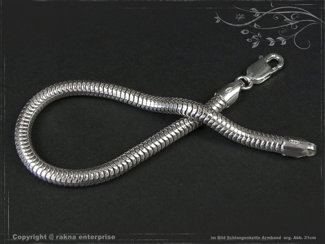 Snake chain Bracelet D6.0L19 solid 925 Sterling Silver
