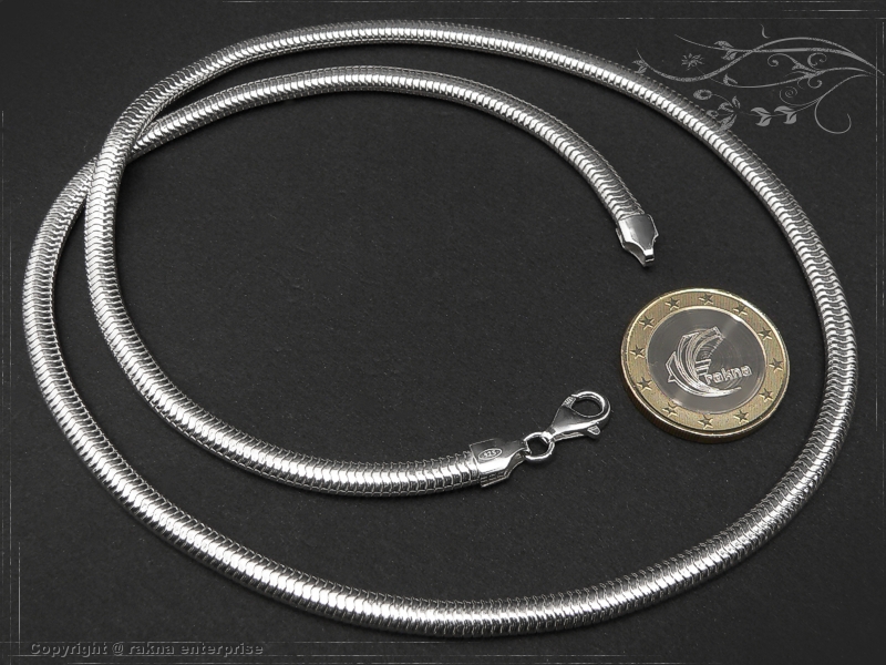 Snake chain elliptica D4.5L55 solid 925 Sterling Silver
