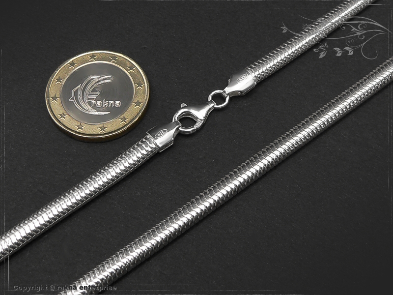 Snake chain elliptica D4.5L45 solid 925 Sterling Silver