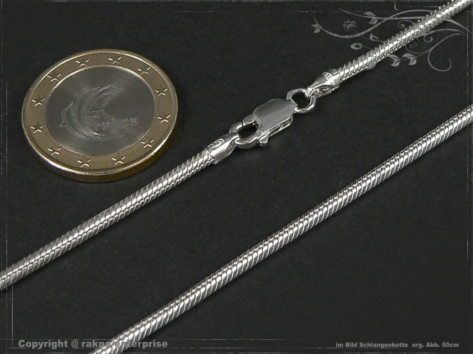 Schlangenkette D2.2L60 massiv 925 Sterling Silber